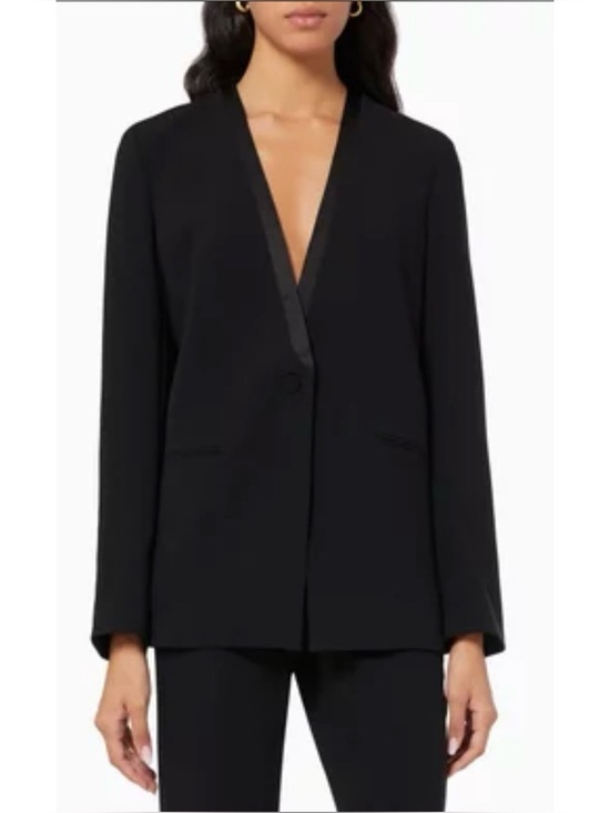 Theory Jackets & Blazers - Theory Collarless Tuxedo Crepe Black Blazer 12